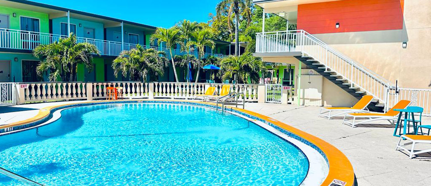 RELAX BESIDE THE POOL AND TAKE IN THE VIEWS
     AT OUR CLEARWATER, FL HOTEL